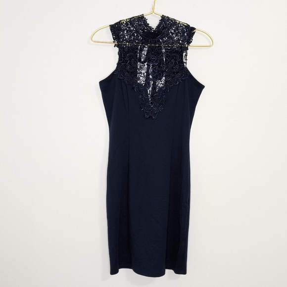 Lulu's Small Navy Blue Gorgeous Renaissance Court Lace Cocktail Mini Dress‎ - Picture 8 of 16